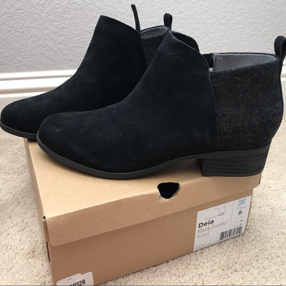 Toms Delia black suede/wool